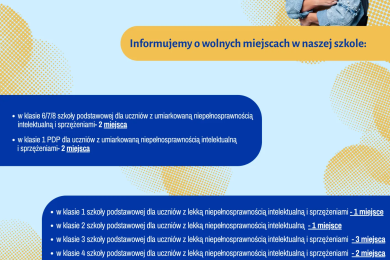 plakat informujący o wolnych miejscach