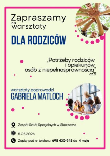 plakat zapraszający na warsztaty dla rodziców